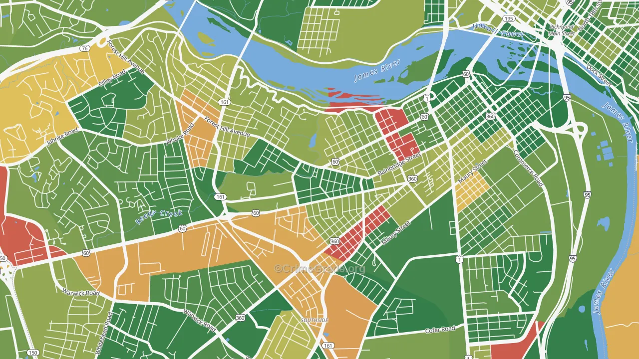 Reedy Creek, Richmond, VA Map of Arson Rates