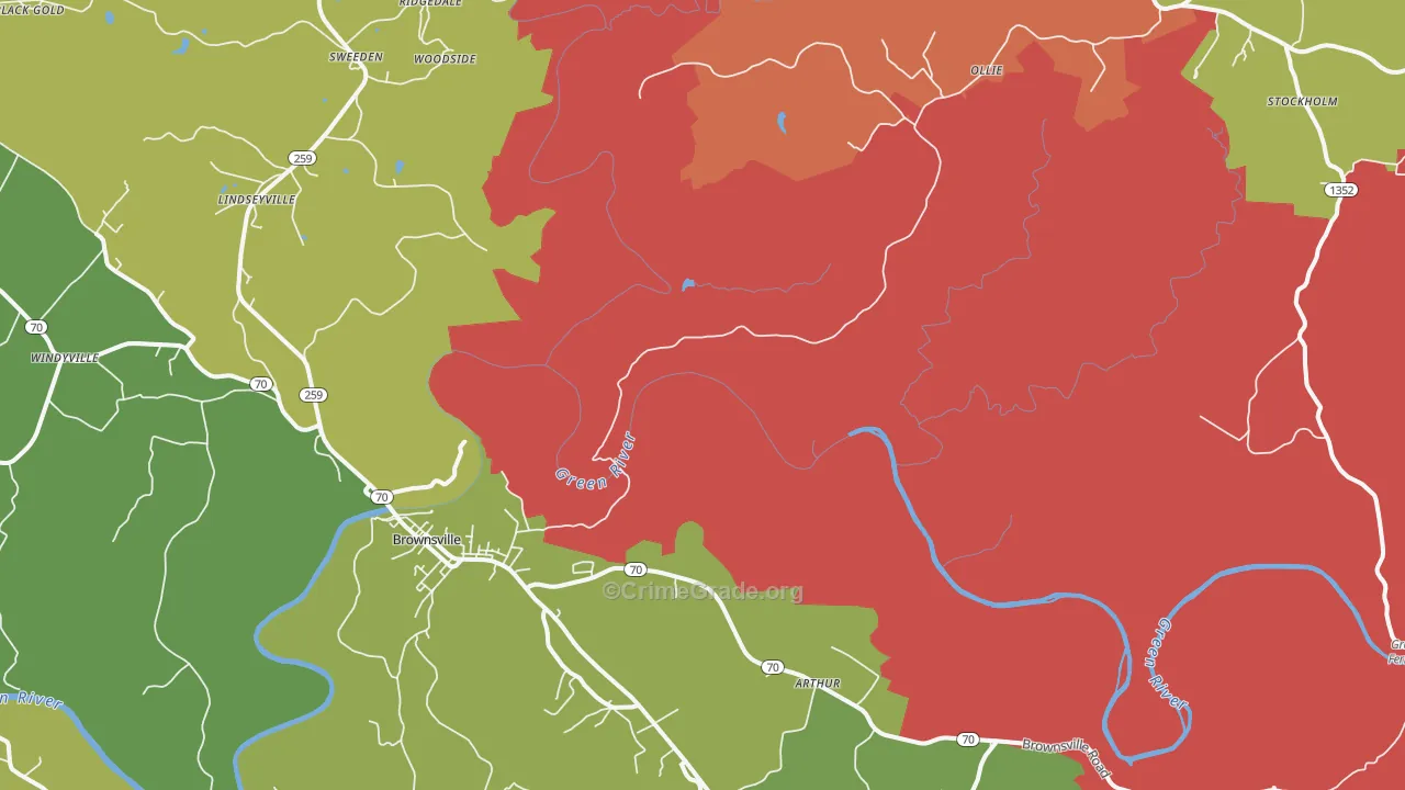 Reedyville, KY Map of Arson Rates