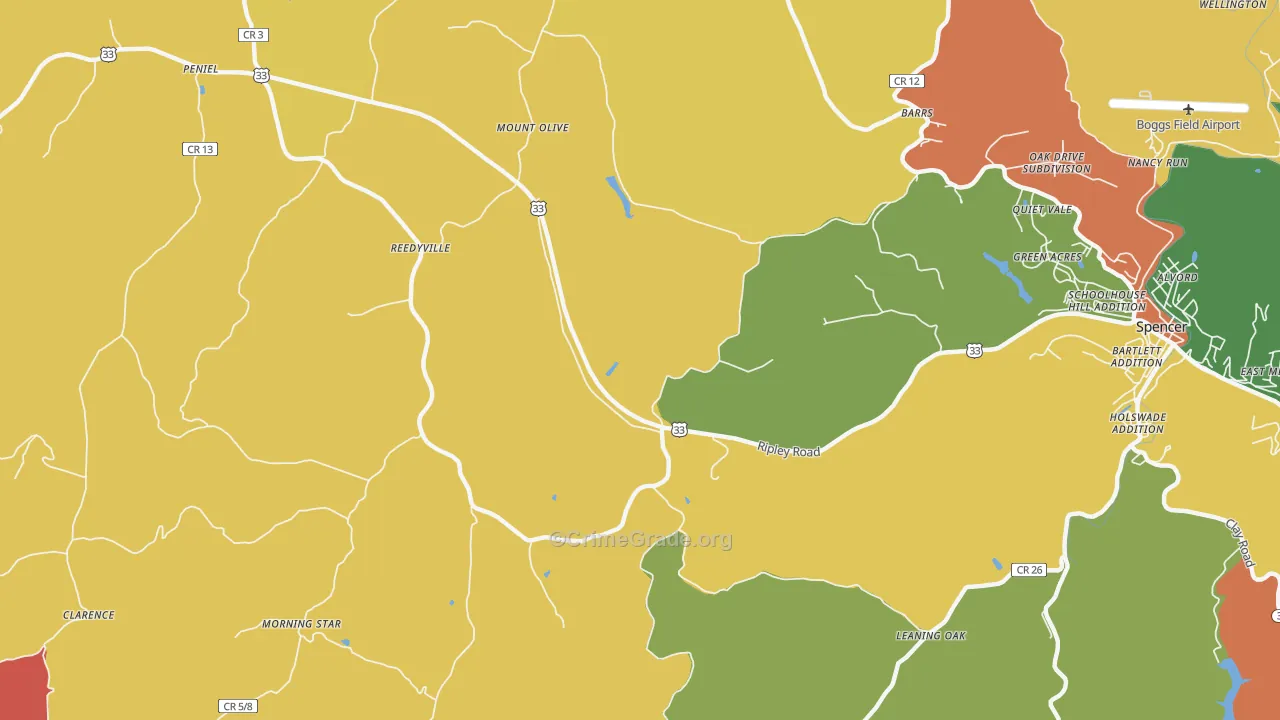 Reedyville, WV Map of Arson Rates