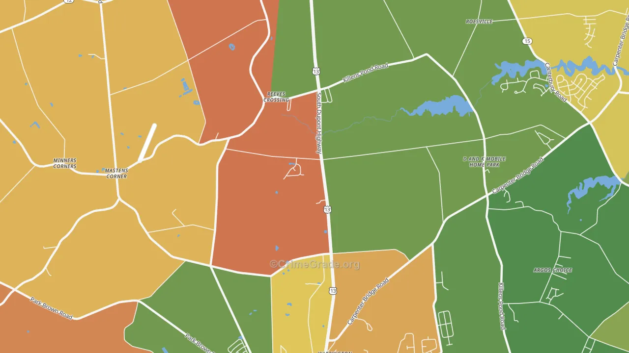 Reeves Crossing, DE Map of Arson Rates
