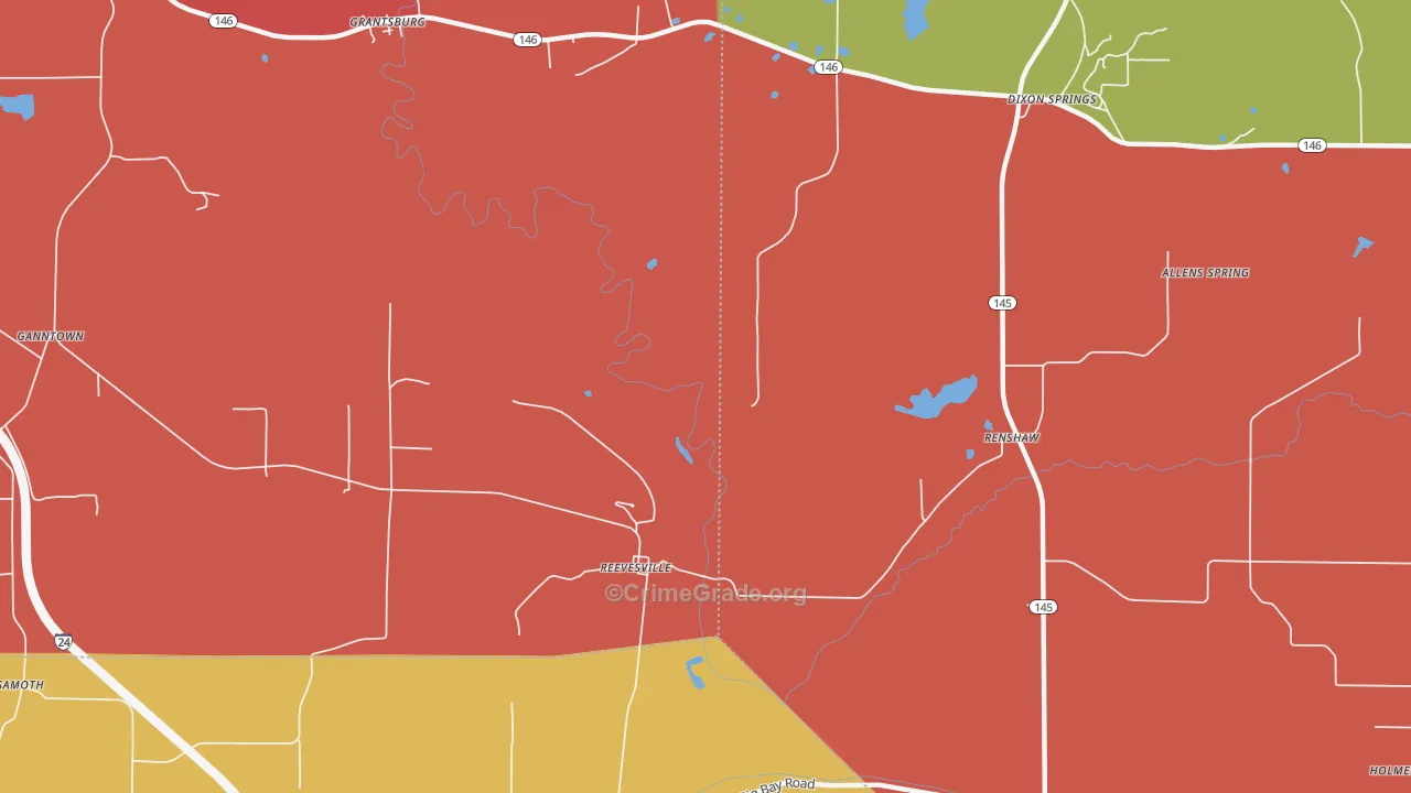 Reevesville, IL Map of Arson Rates