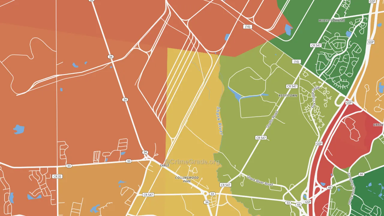 Reevytown, NJ Map of Arson Rates