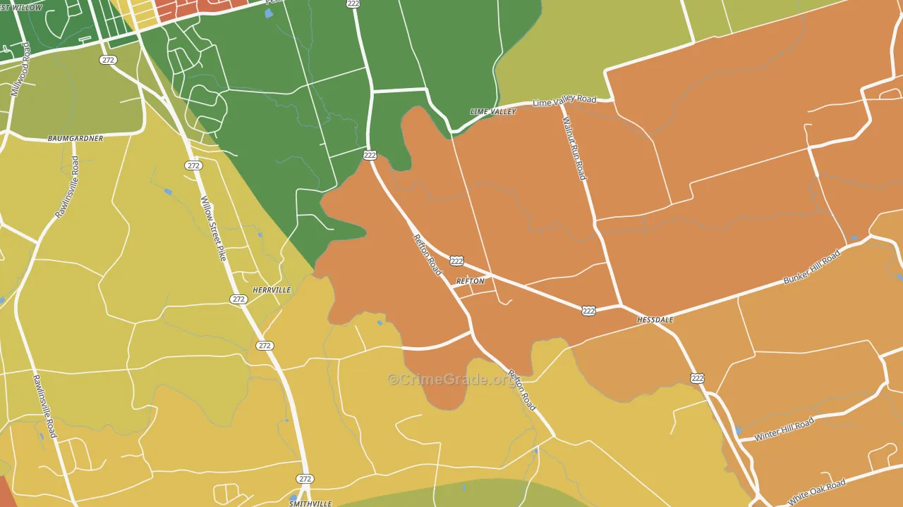 Refton, PA Map of Arson Rates