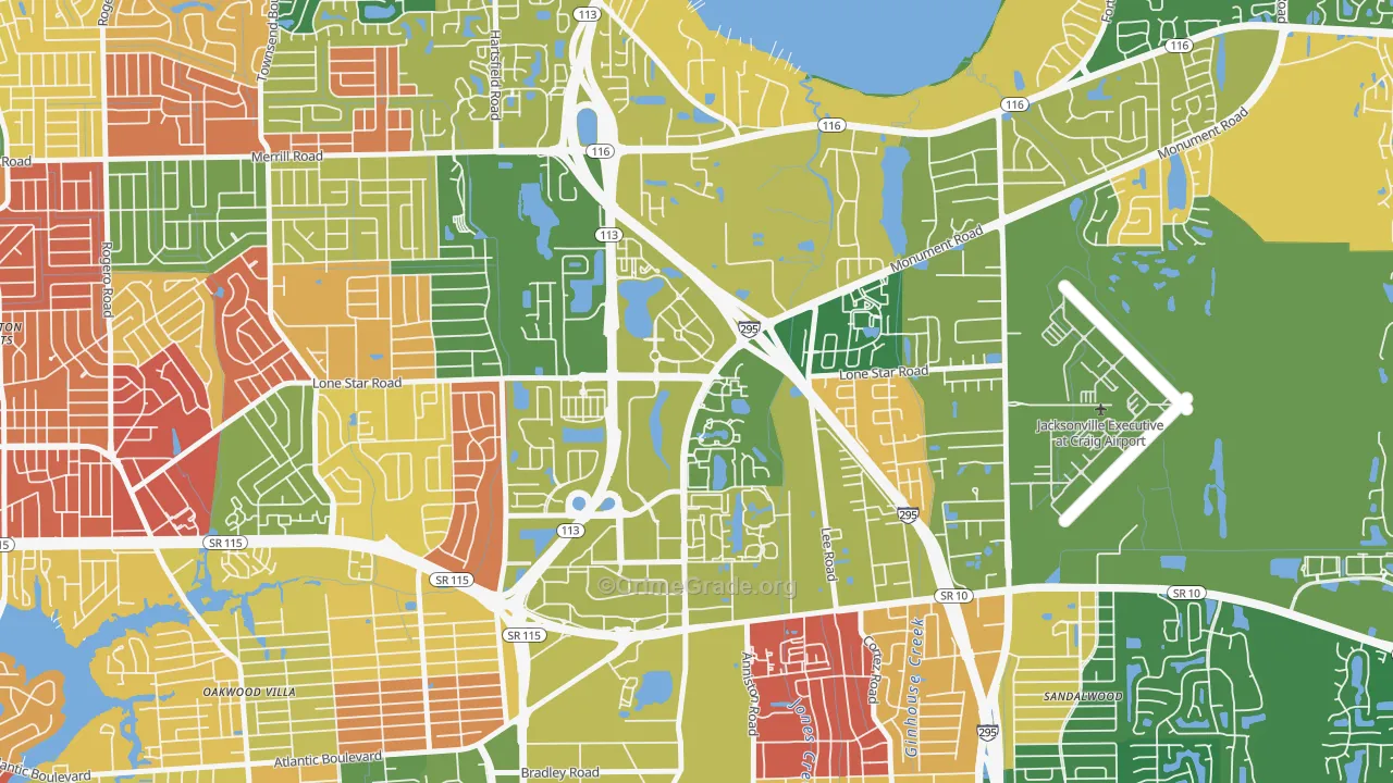 Regency, Jacksonville, FL Map of Arson Rates