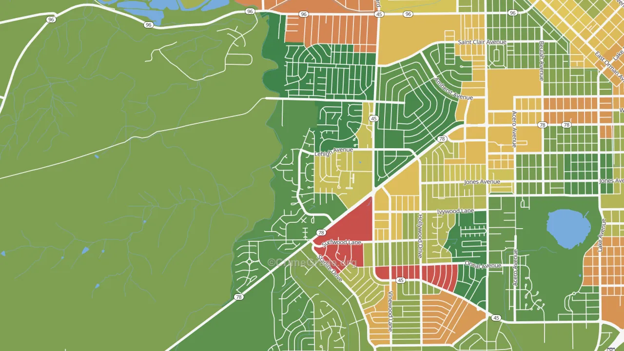 Regency, Pueblo, CO Map of Arson Rates