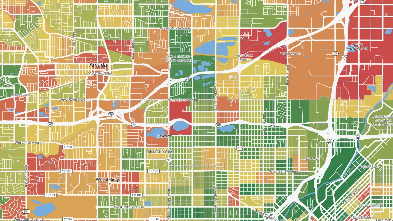 Regis, Denver, CO Map of Arson Rates