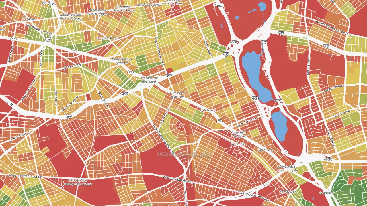 Rego Park, Queens, NY Map of Arson Rates