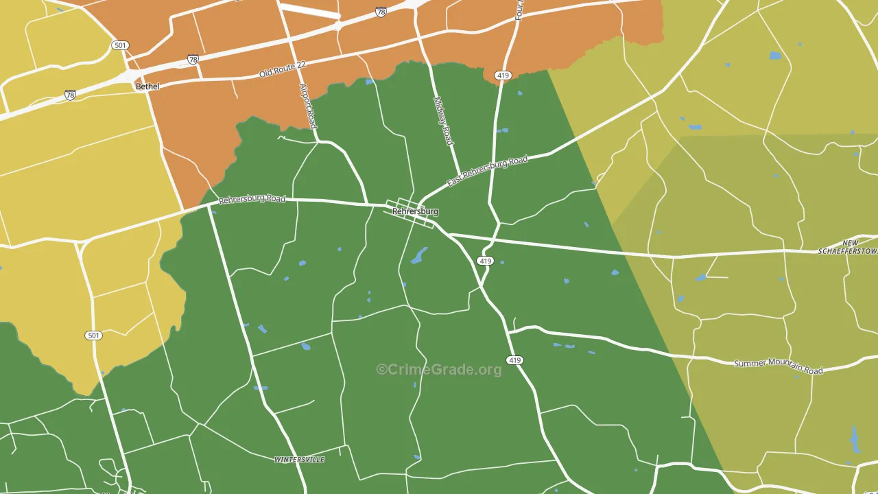 Rehrersburg, PA Map of Arson Rates