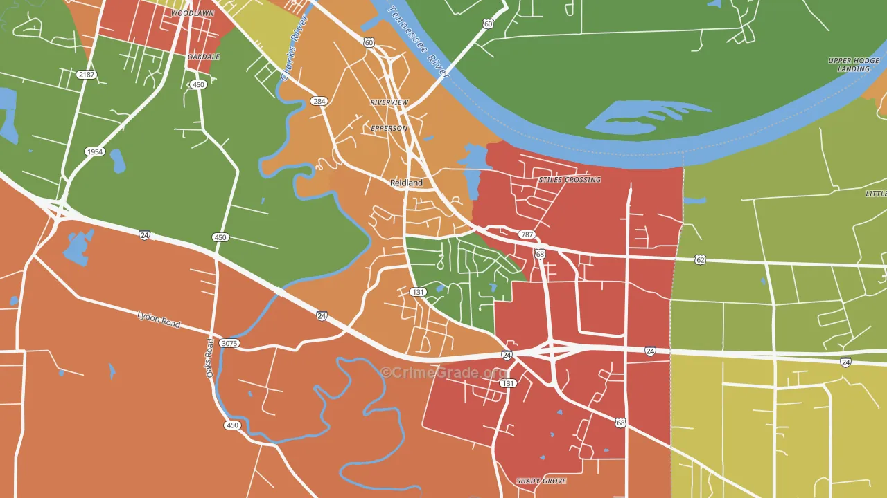 Reidland, KY Map of Arson Rates