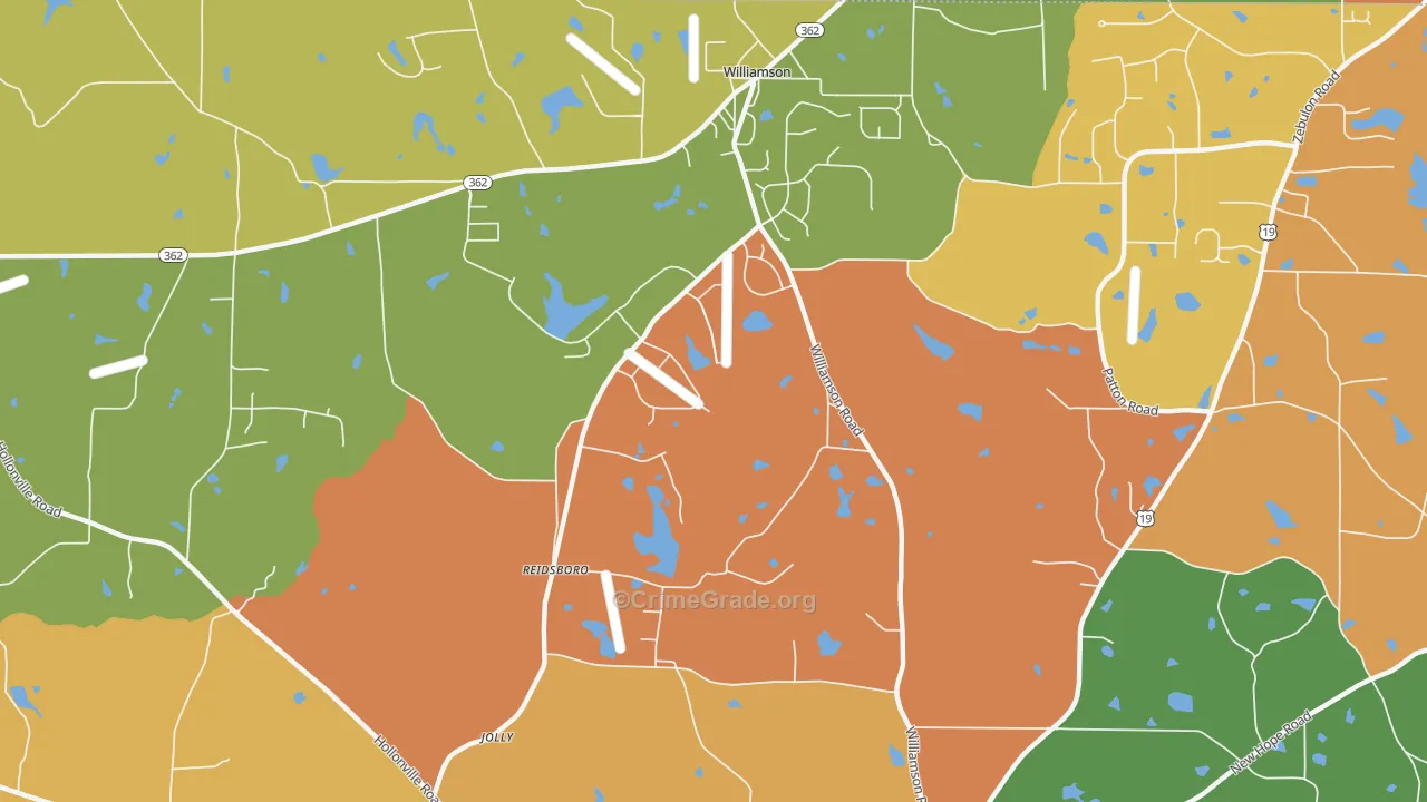 Reidsboro, GA Map of Arson Rates