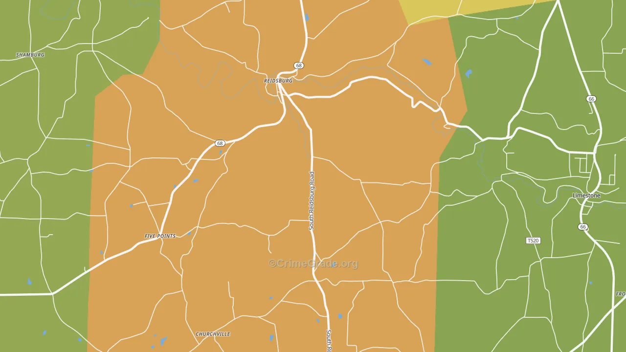Reidsburg, PA Map of Arson Rates