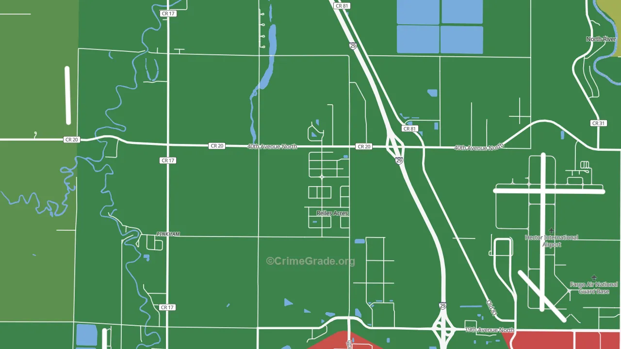 Reiles Acres, ND Map of Arson Rates