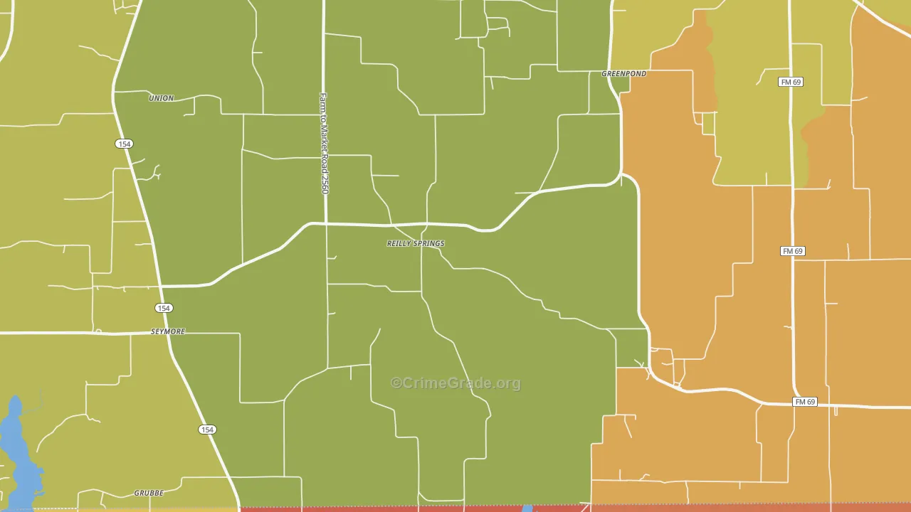 Reilly Springs, TX Map of Arson Rates