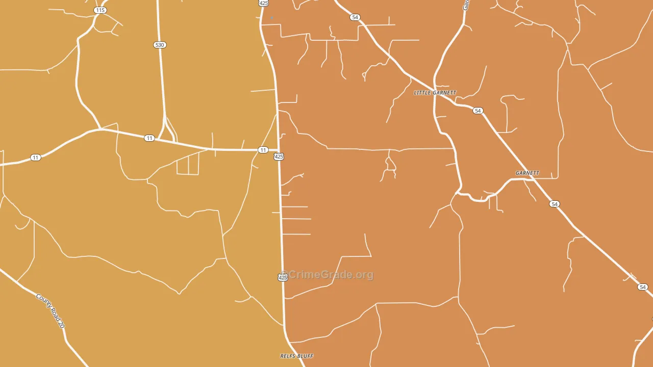 Relfs Bluff, AR Map of Arson Rates
