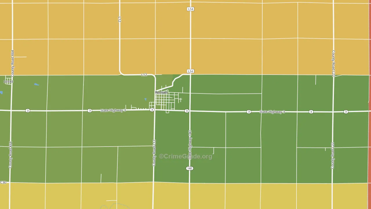 Remsen, IA Map of Arson Rates