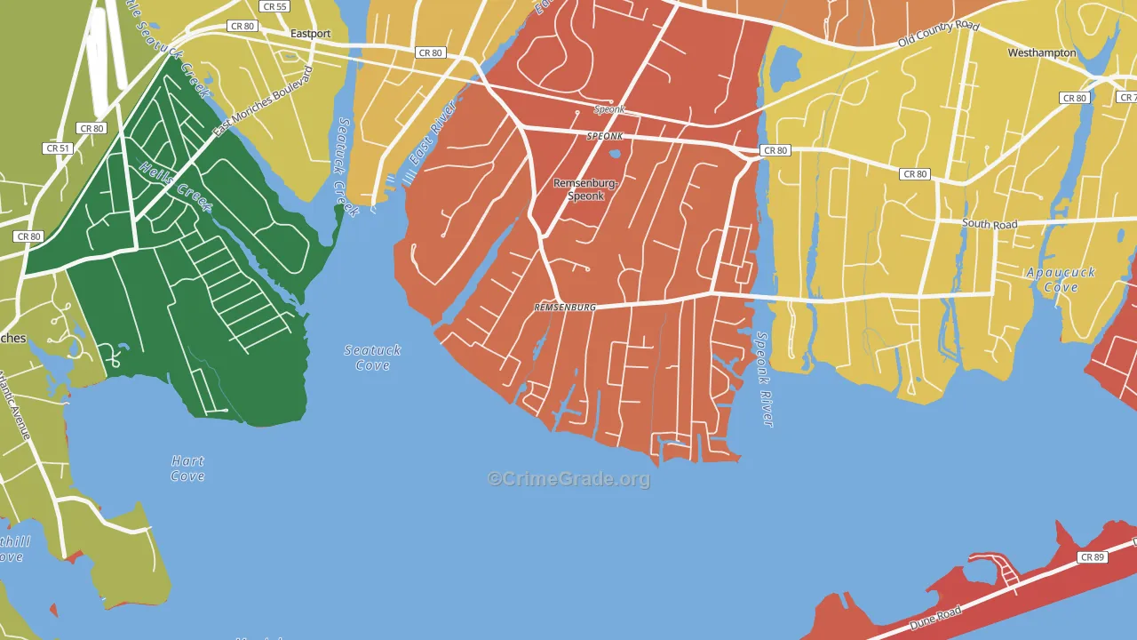 Remsenburg, NY Map of Arson Rates