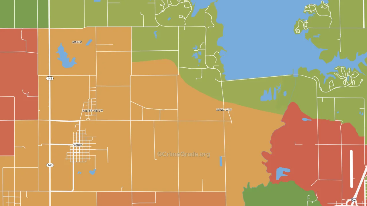 Rend City, IL Map of Arson Rates