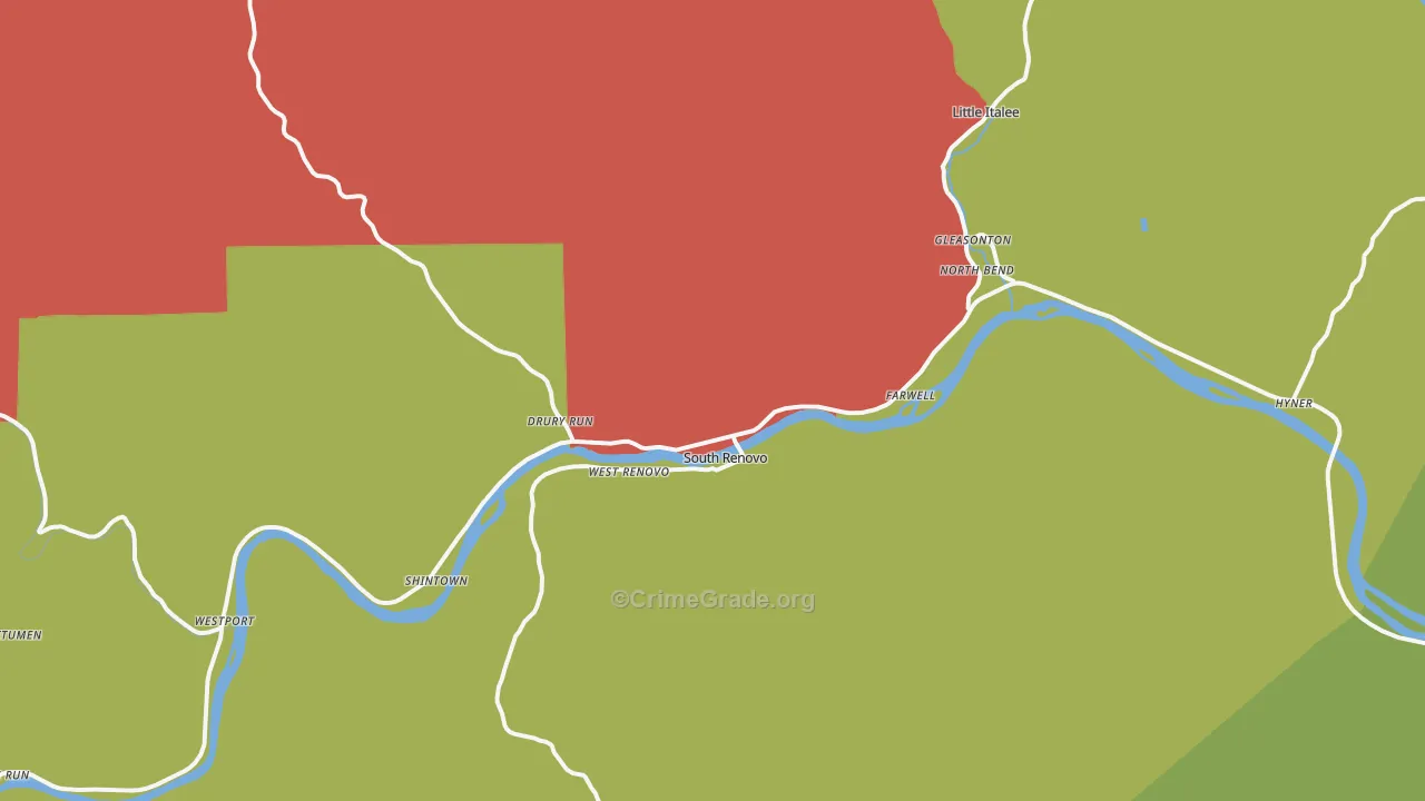 Renovo, PA Map of Arson Rates