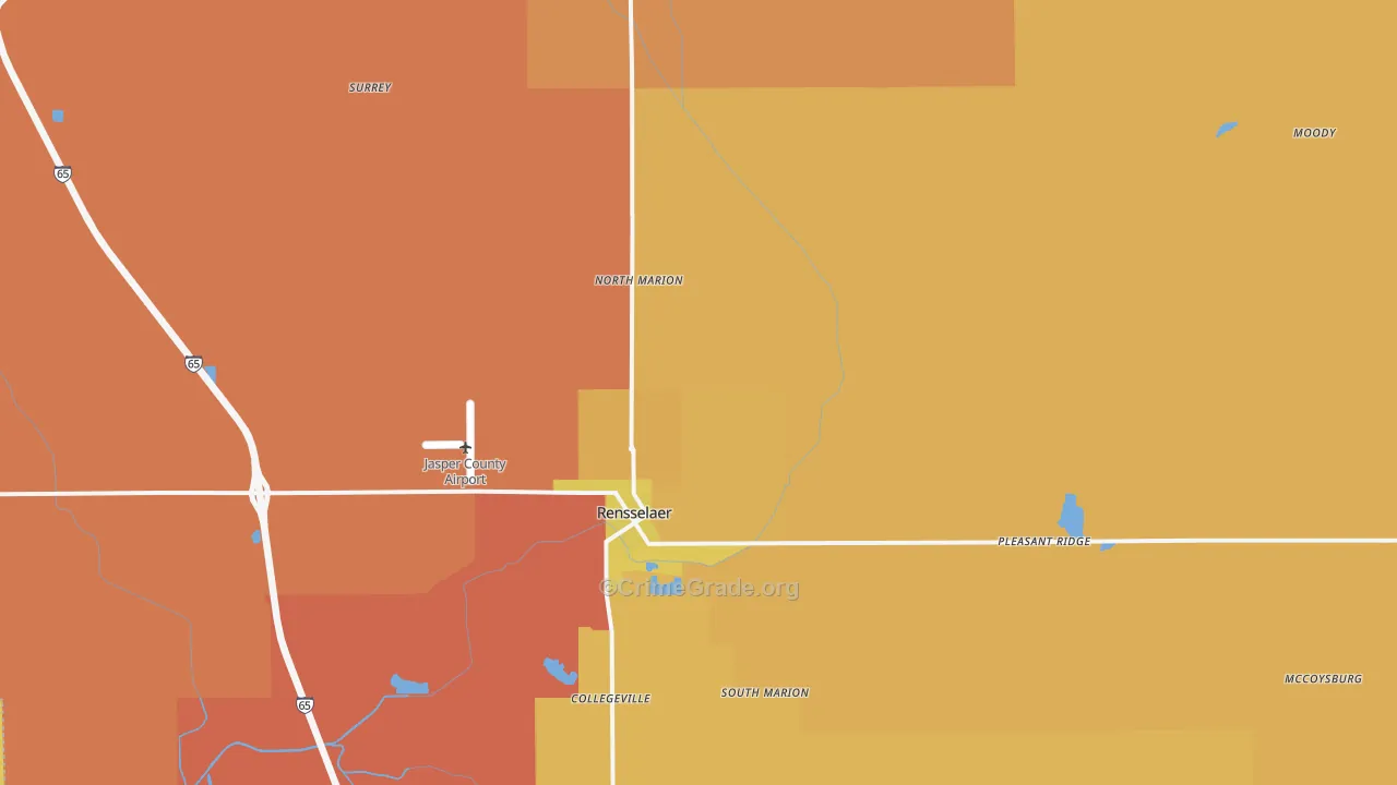 Rensselaer, IN Map of Arson Rates