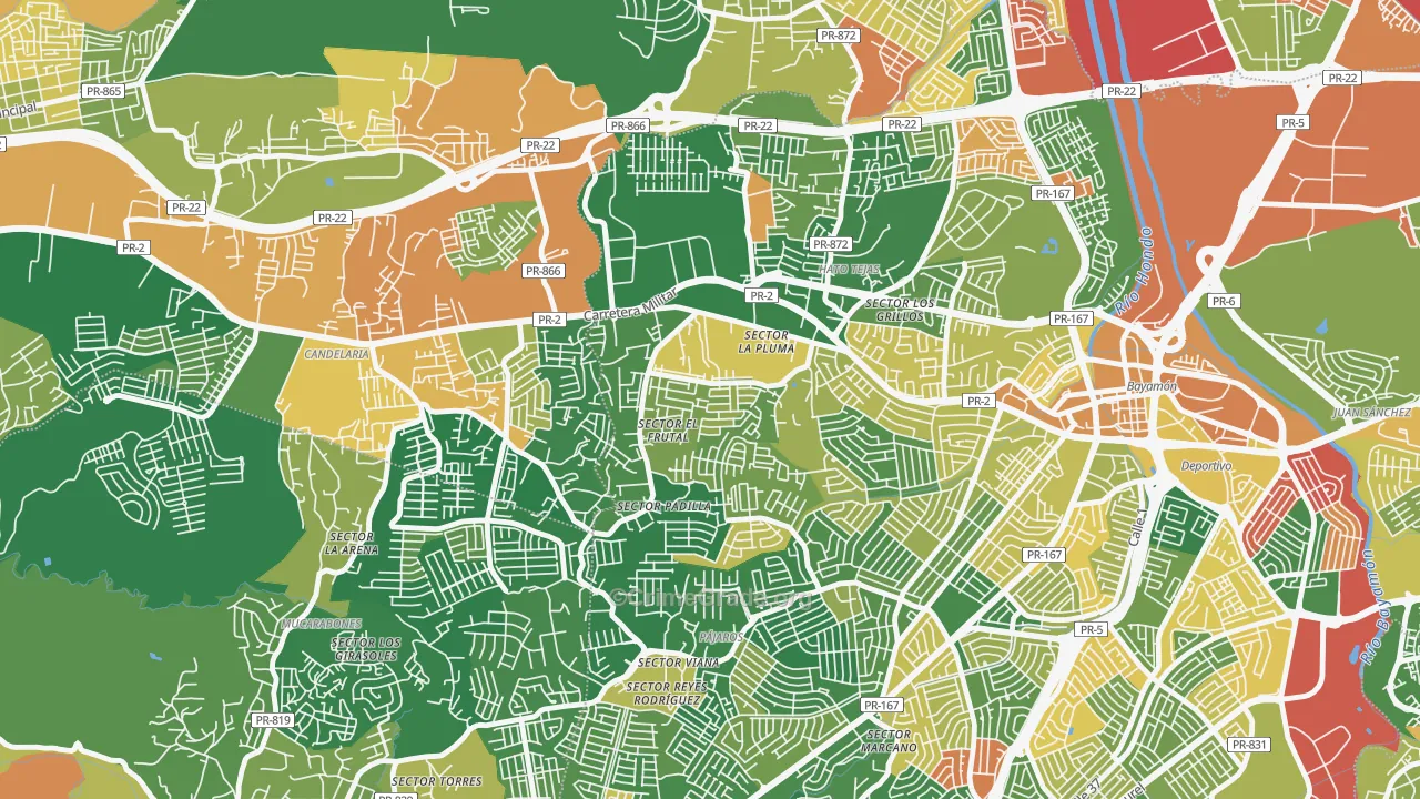 Reparto Valencia, Bayamon, PR Map of Arson Rates
