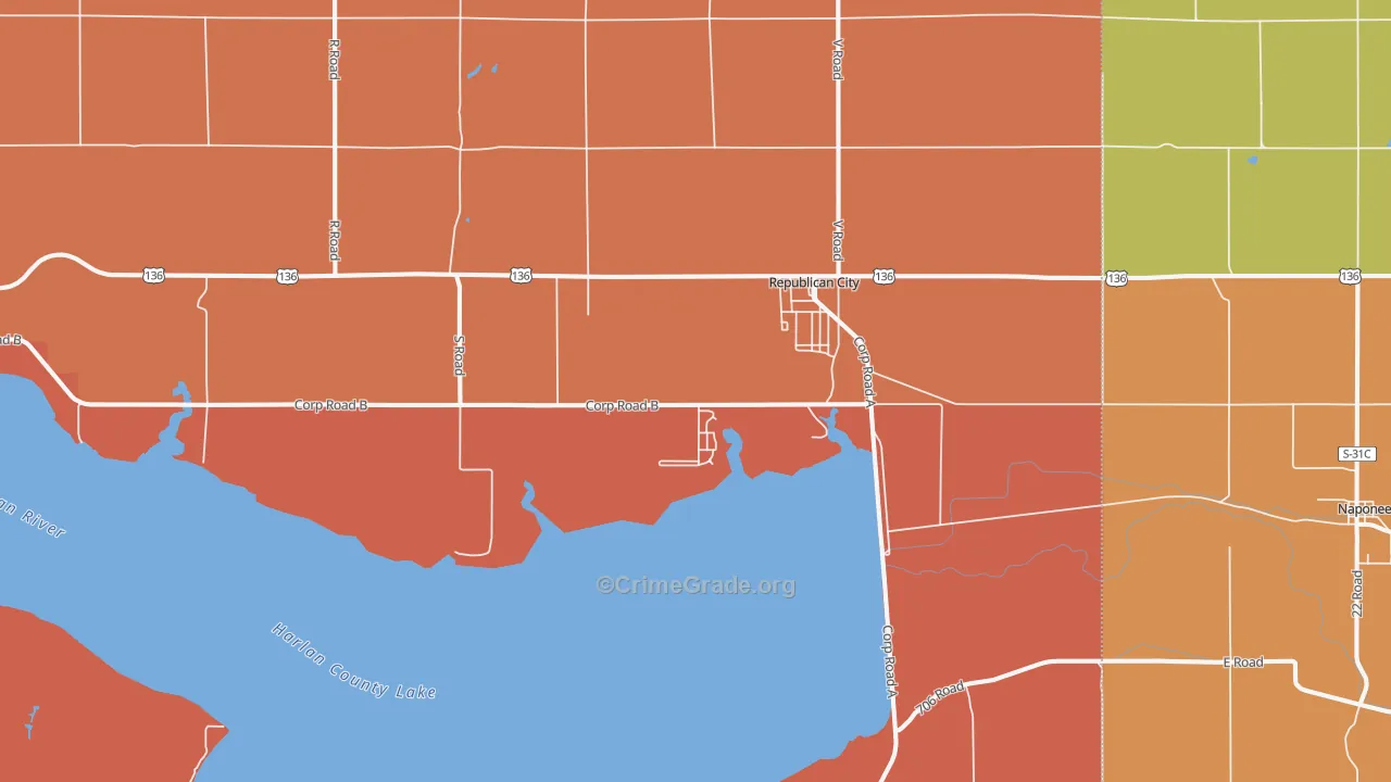 Republican City, NE Map of Arson Rates