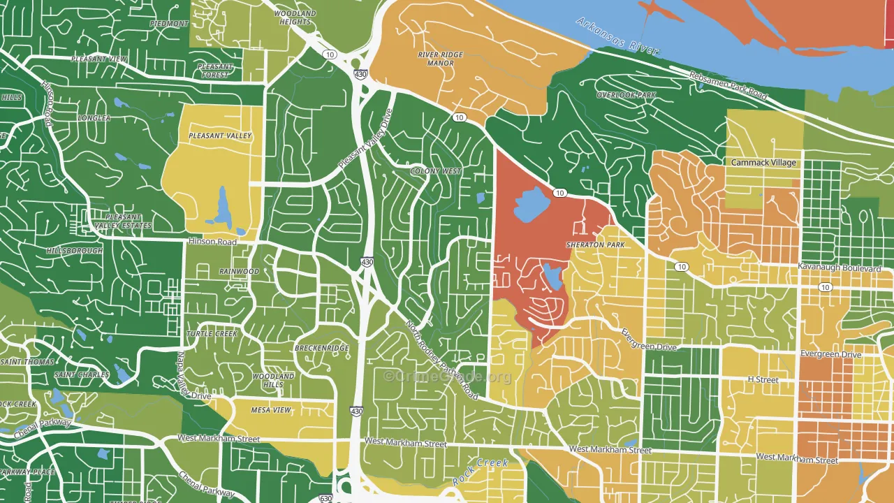 Reservoir, Little Rock, AR Map of Arson Rates