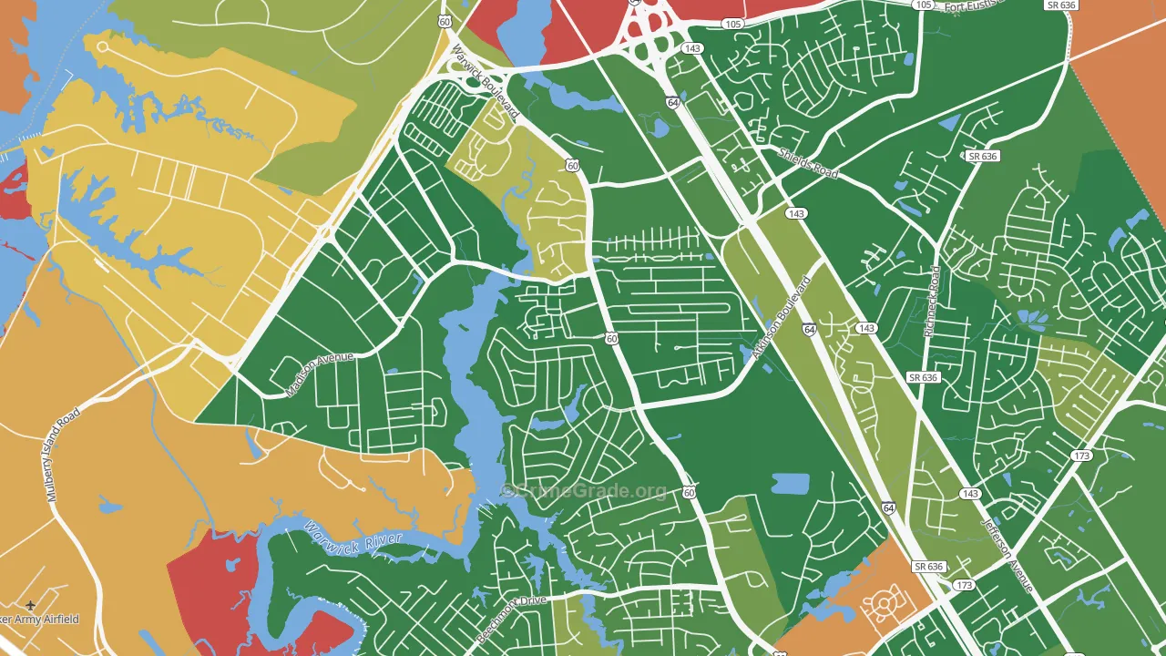 Reservoir, Newport News, VA Map of Arson Rates