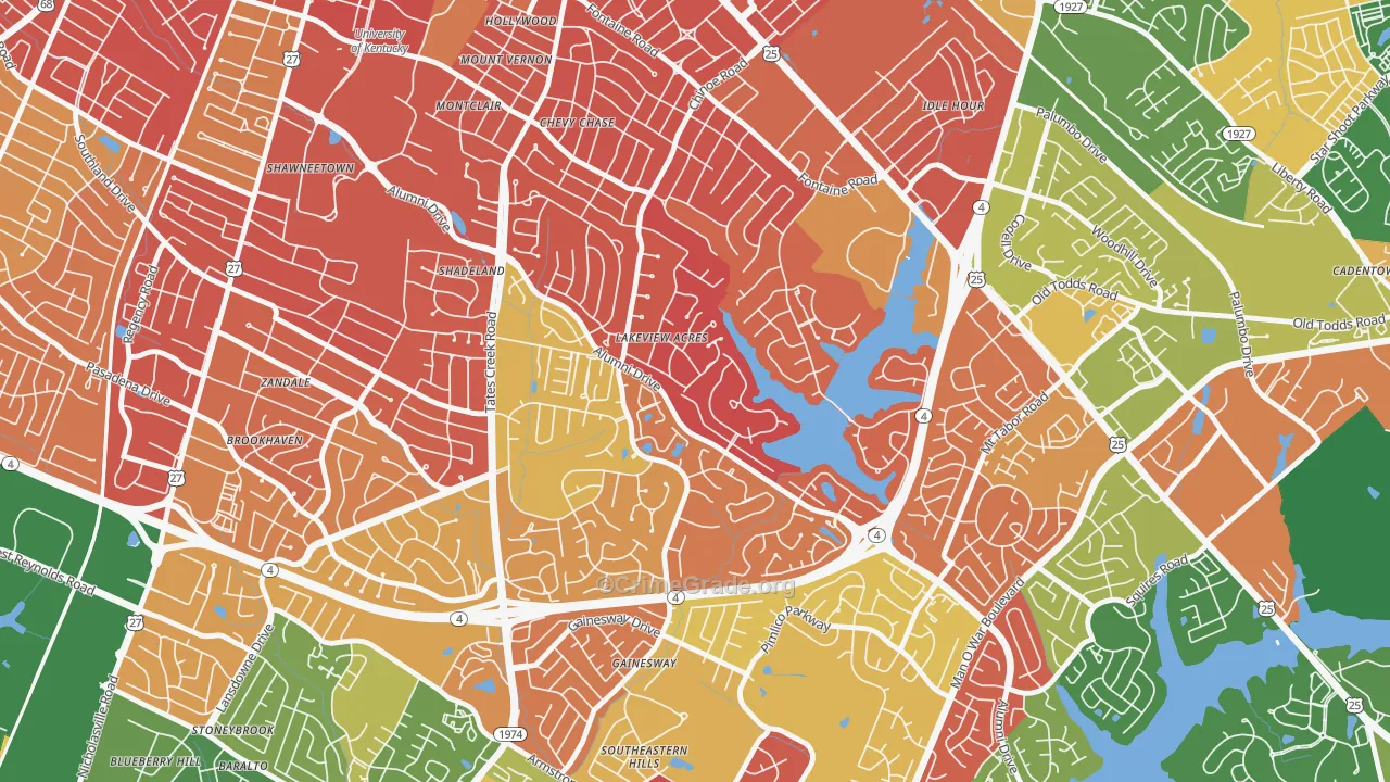 Reservorir, Lexington, KY Map of Arson Rates