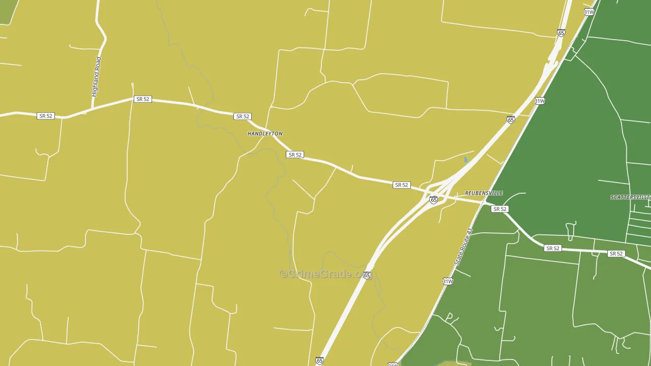 Reubensville, TN Map of Arson Rates