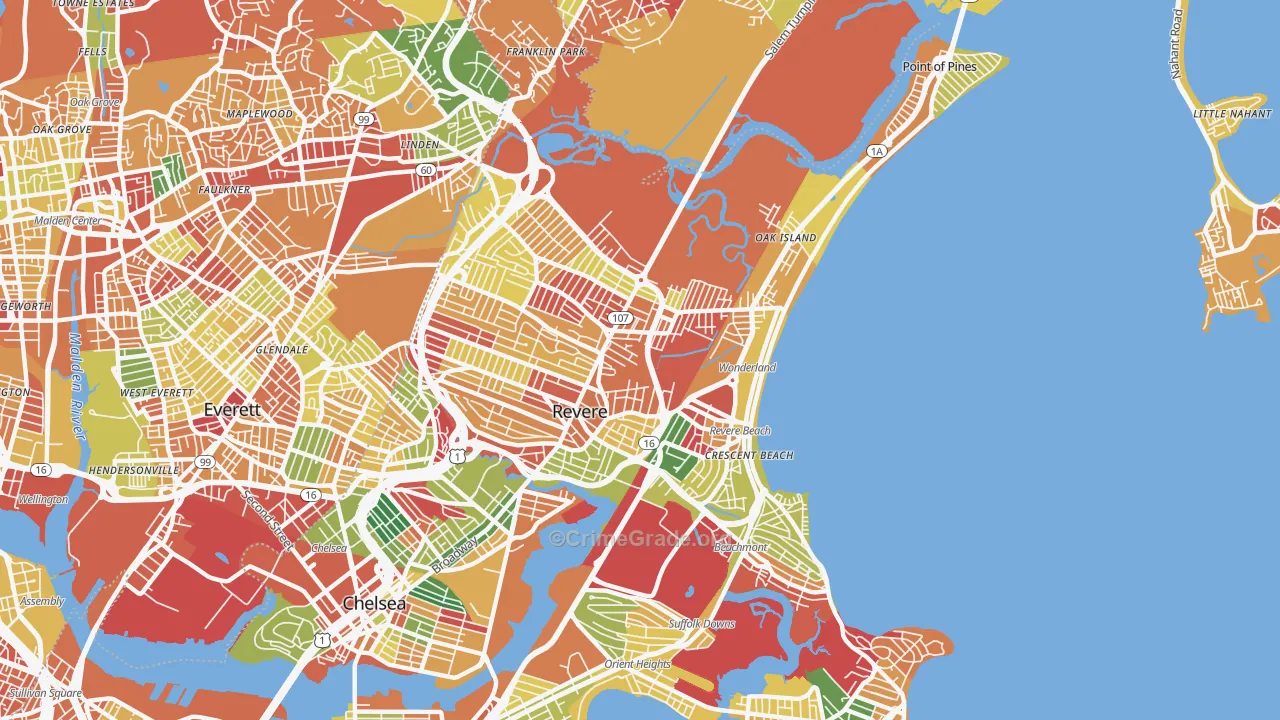 Revere, MA Map of Arson Rates