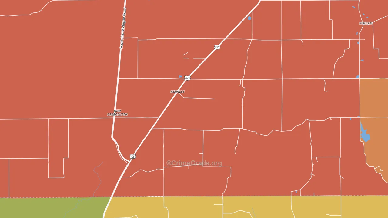 Rexville, IN Map of Arson Rates