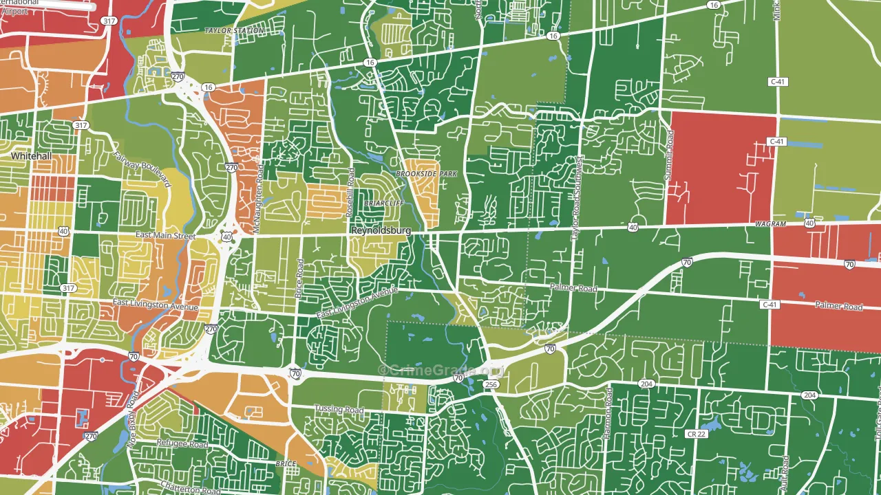 Reynoldsburg, OH Map of Arson Rates