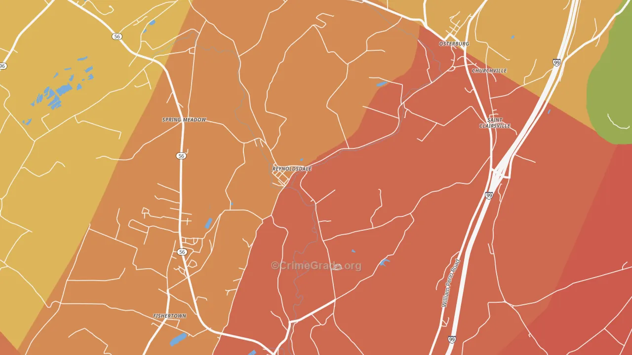 Reynoldsdale, PA Map of Arson Rates