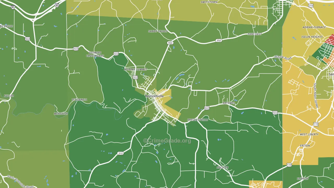 Reynoldsville, PA Map of Arson Rates