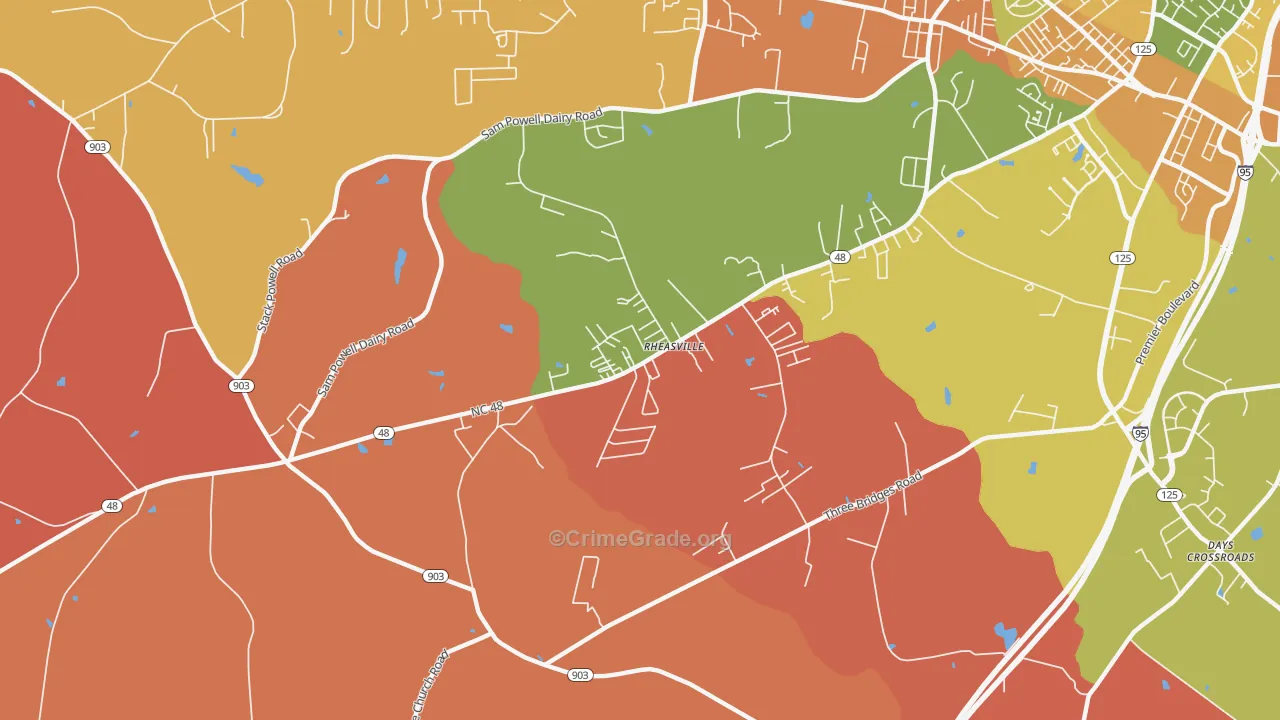 Rheasville, NC Map of Arson Rates