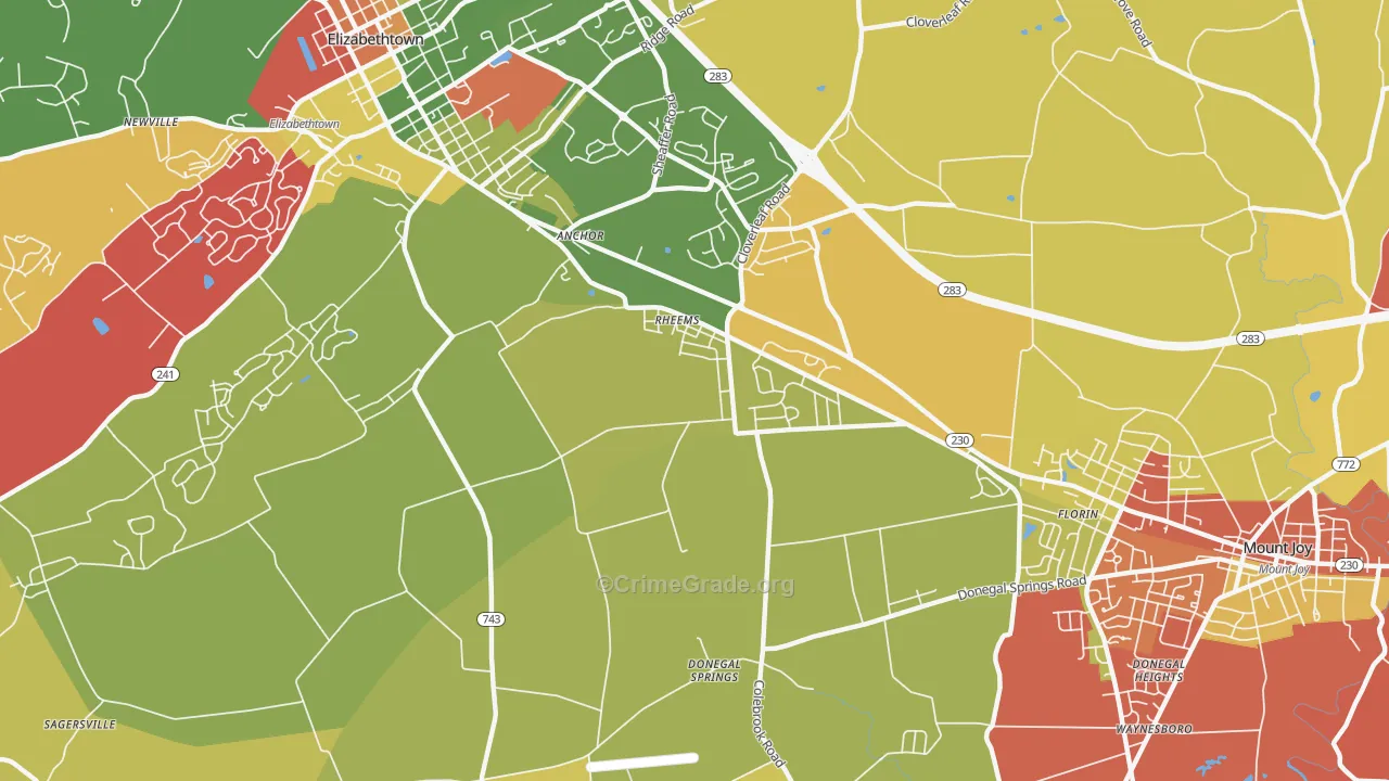 Rheems, PA Map of Arson Rates