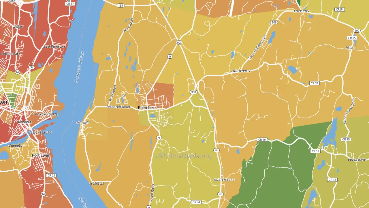 Rhinebeck, NY Map of Arson Rates
