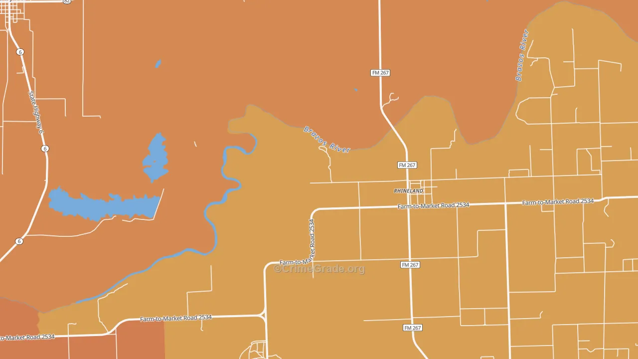 Rhineland, TX Map of Arson Rates