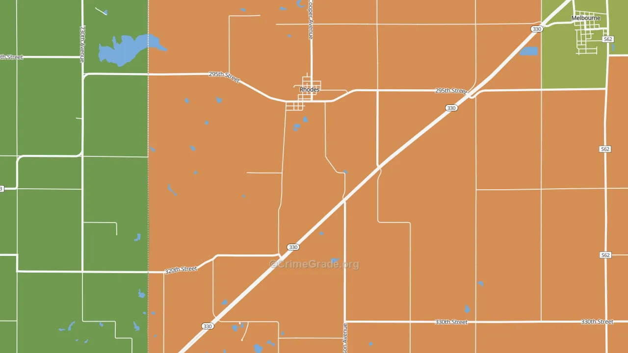 Rhodes, IA Map of Arson Rates