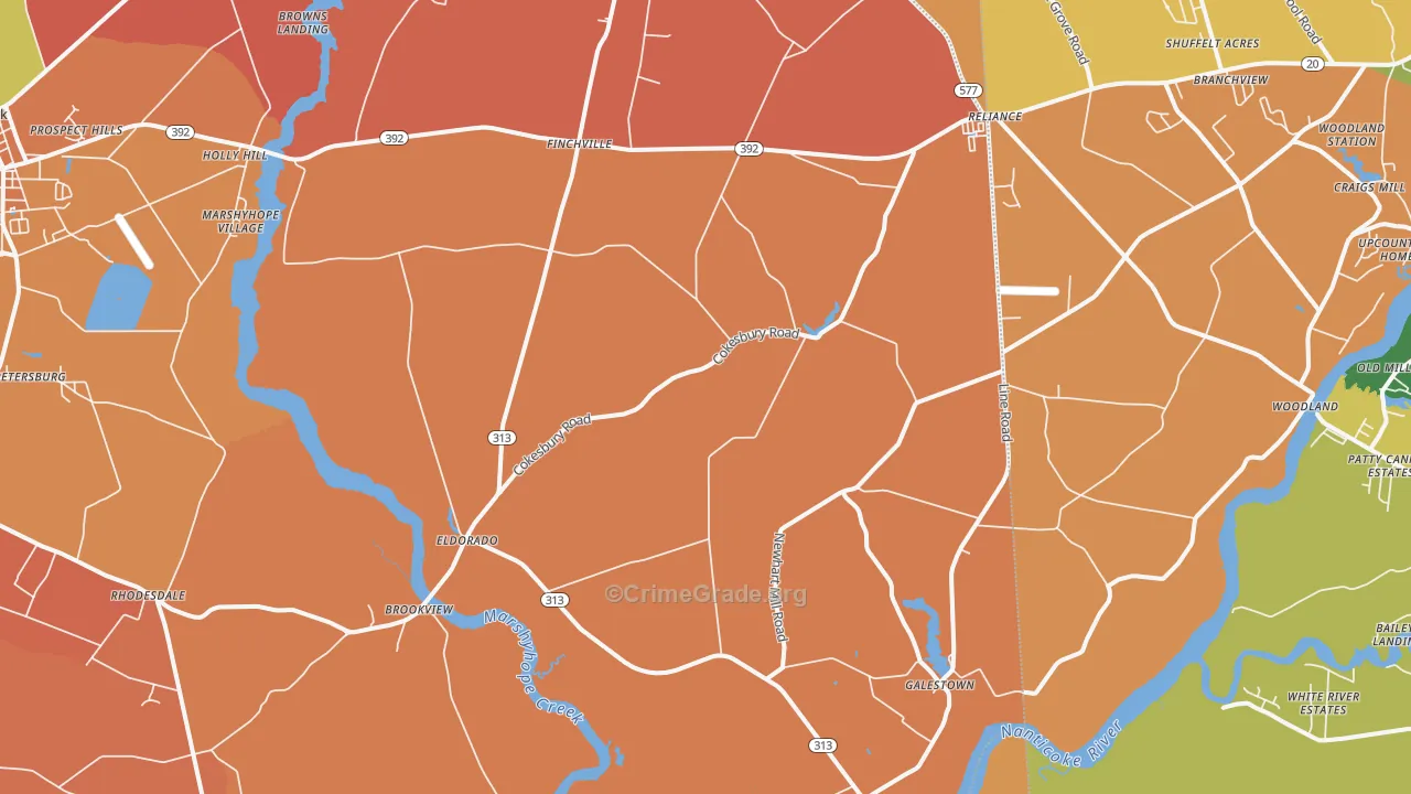 Rhodesdale, MD Map of Arson Rates