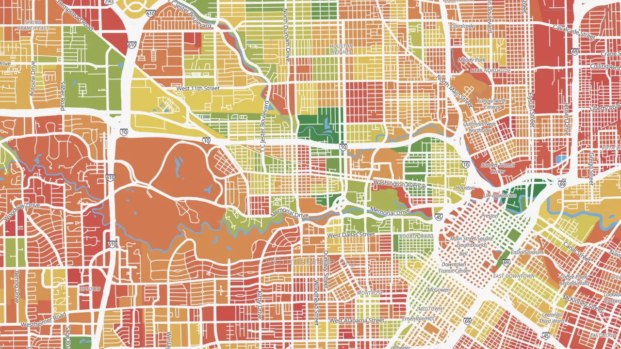 Rice Military, Houston, TX Map of Arson Rates