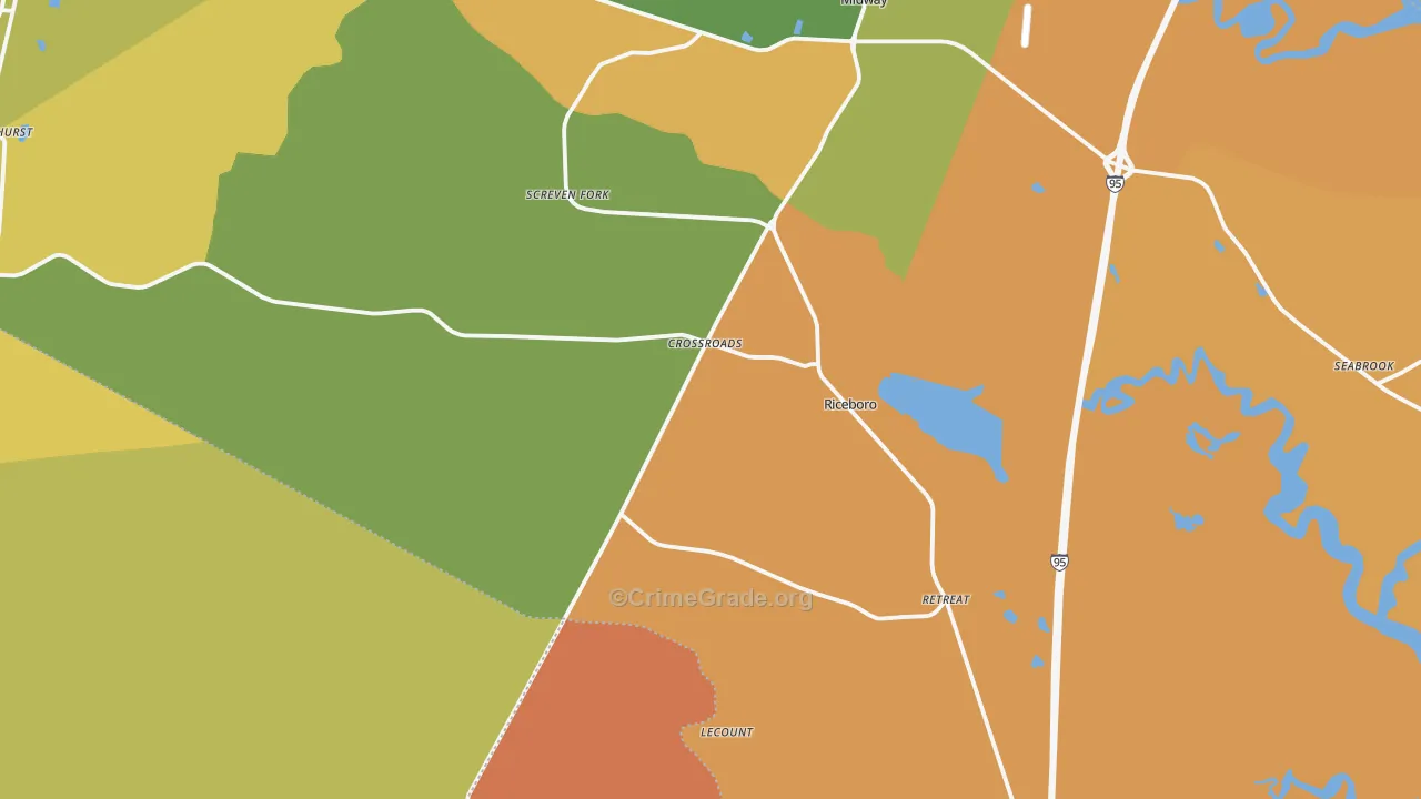 Riceboro, GA Map of Arson Rates