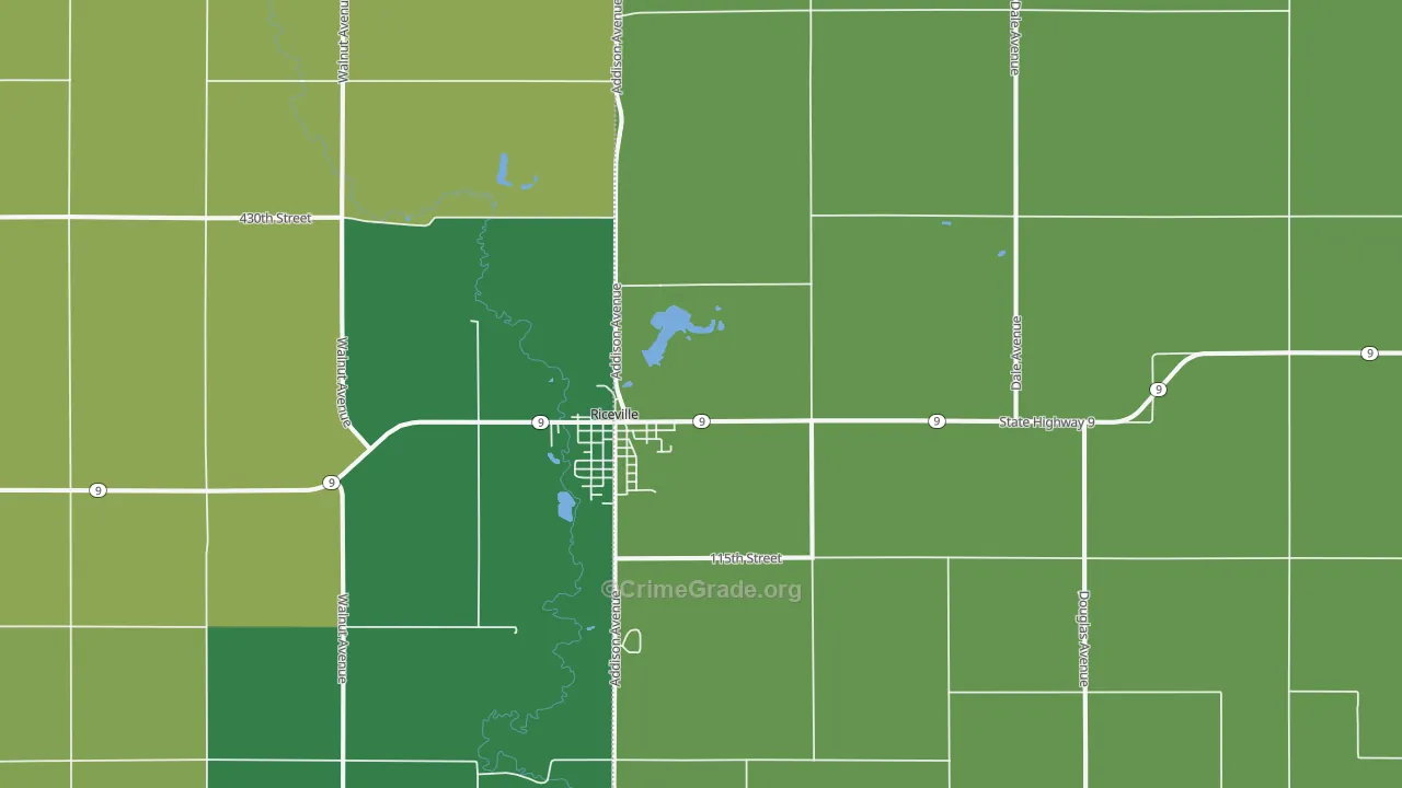 Riceville, IA Map of Arson Rates
