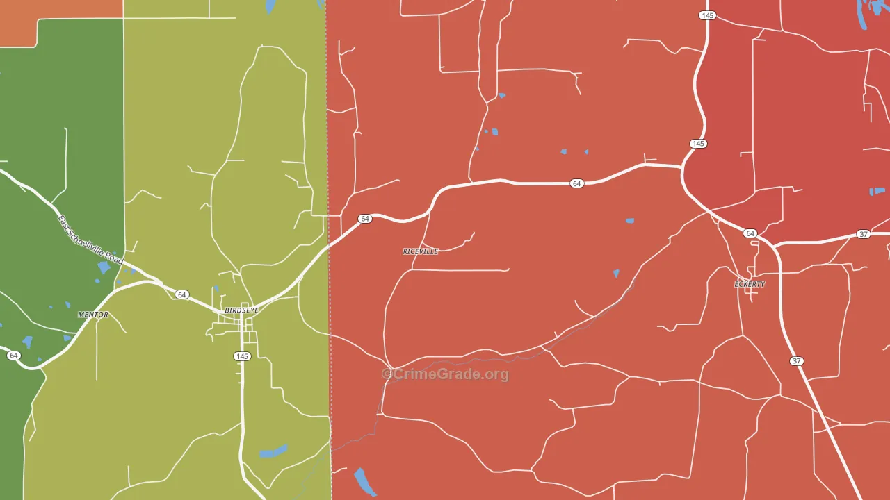 Riceville, IN Map of Arson Rates