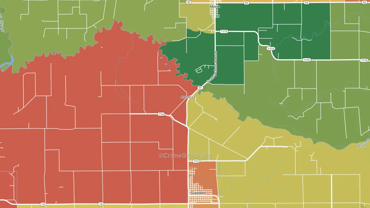 Riceville, LA Map of Arson Rates