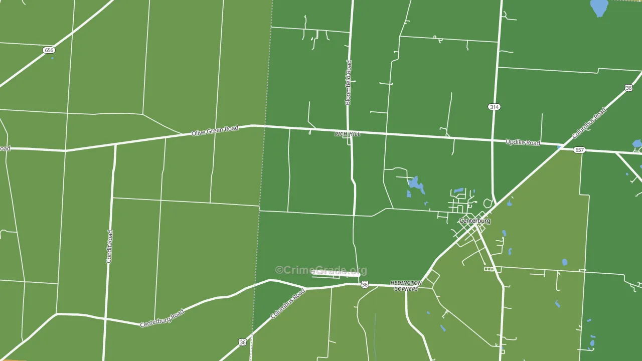 Rich Hill, OH Map of Arson Rates