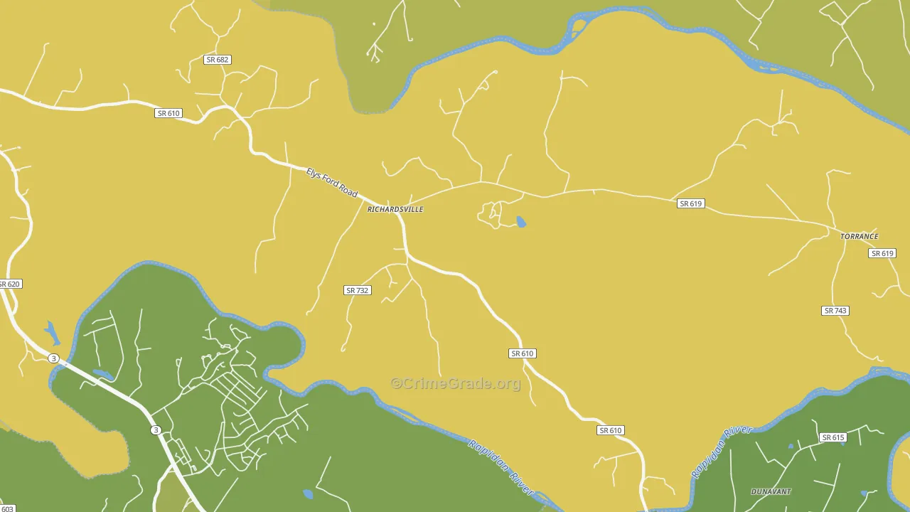 Richardsville, VA Map of Arson Rates