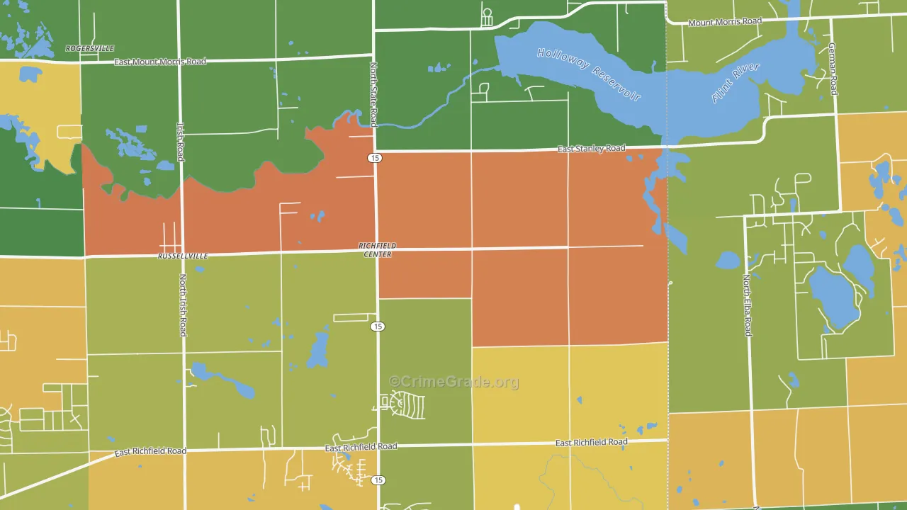 Richfield Center, MI Map of Arson Rates