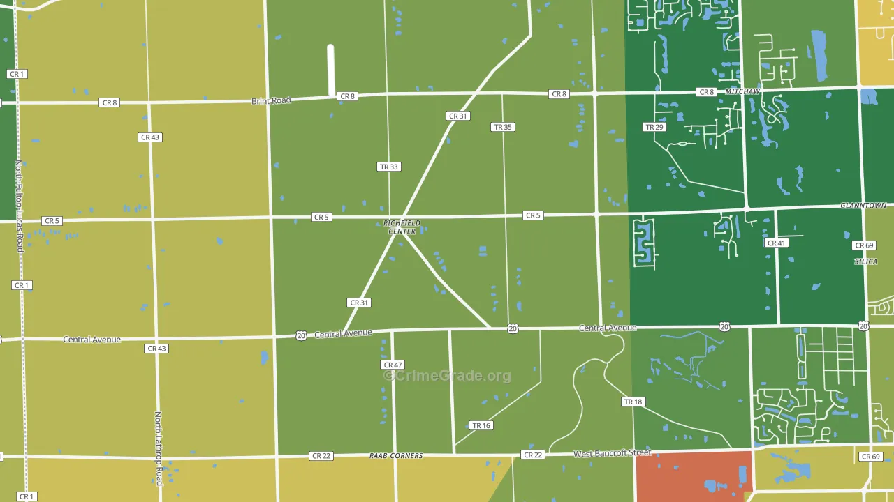 Richfield Center, OH Map of Arson Rates