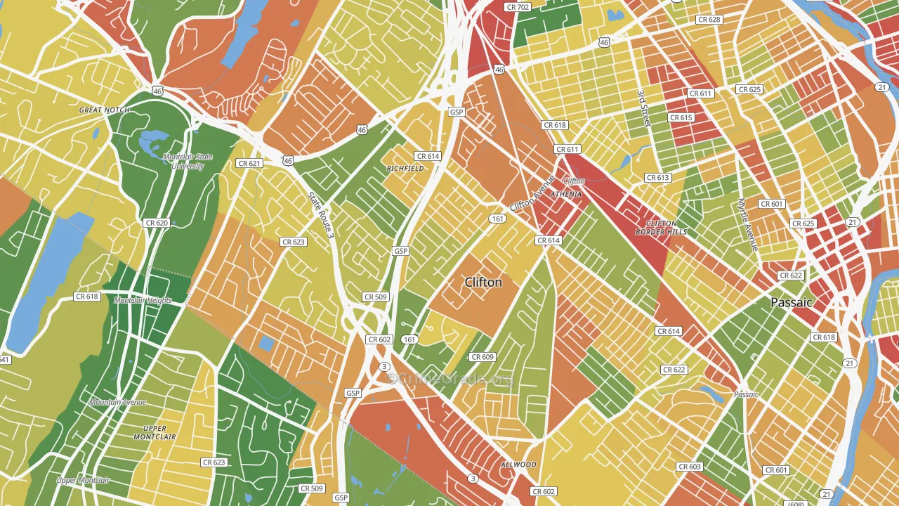 Richfield, Clifton, NJ Map of Arson Rates